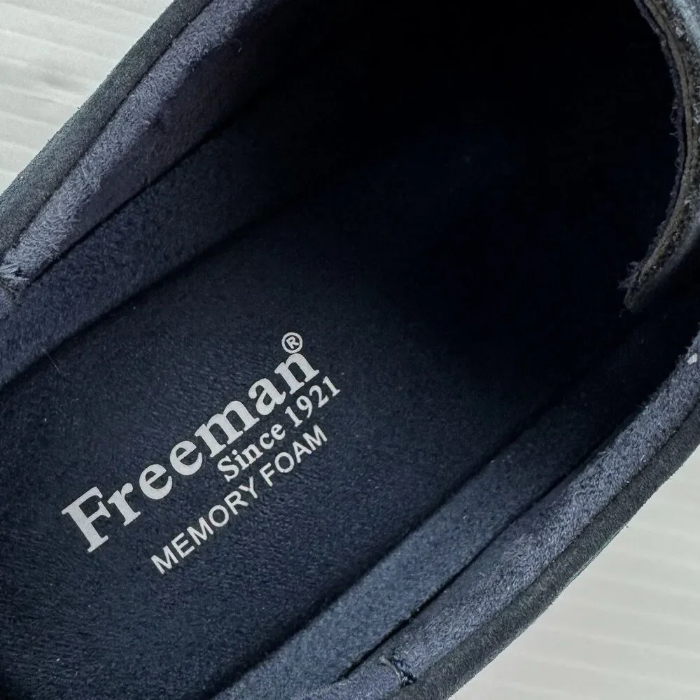 Freeman Franco Mens 10M Navy Faux Suede Oxford Casual Dress Shoes Lace Up